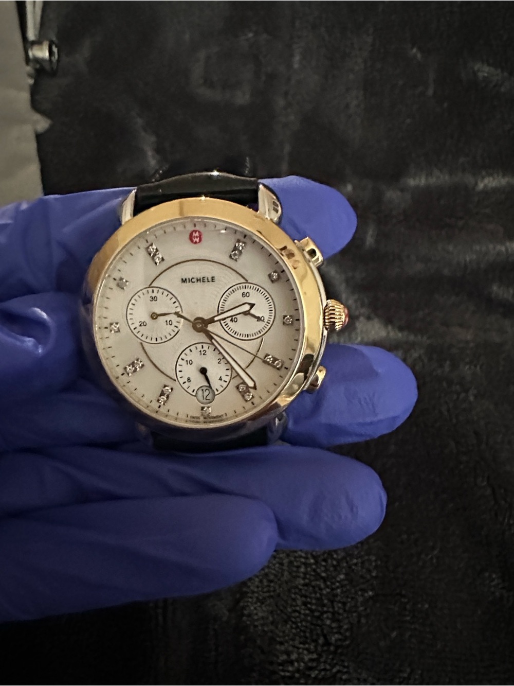✨Michele✨ Gold Tone Watch w/ DIAMOND Dial - Picture 14 of 15